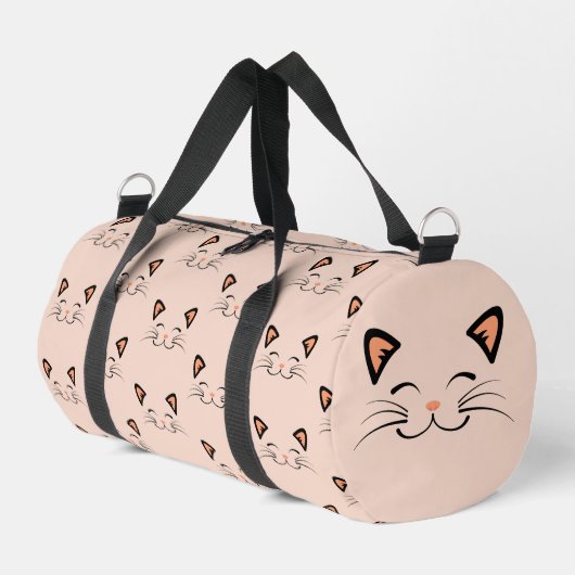 浮かぶ子猫の顔のパターン  ダッフルバッグ (左コーナー)