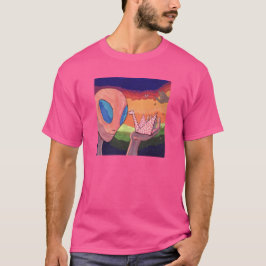 浮かぶ記憶 - エイリアンと折り鶴 Tシャツ