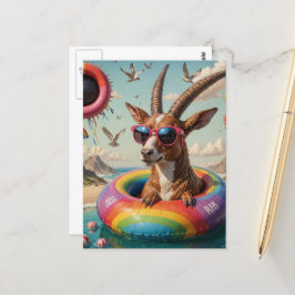 浮きおもしろいの旅にキラキラとヤギ ポストカード