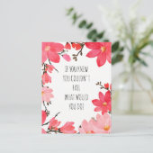 浮きやる気を起こさせる上がり引用文ピンクフローラ ポストカード (スタンド正面)