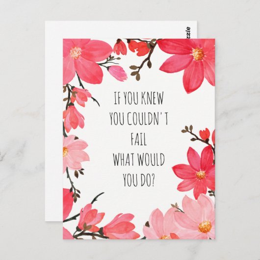 浮きやる気を起こさせる上がり引用文ピンクフローラ ポストカード (正面/裏面)