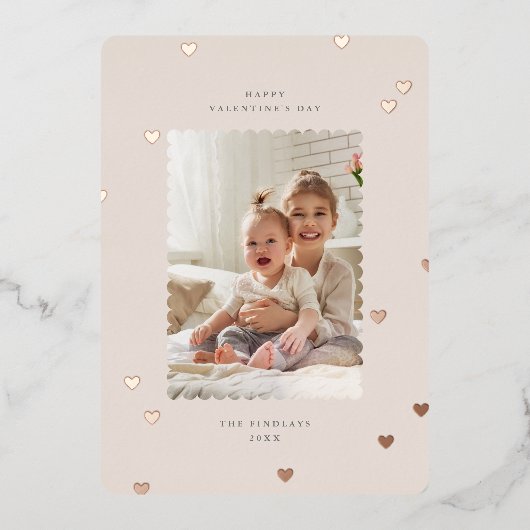 浮きハートうろこ写真バレンタインデー 箔シーズンカード (正面)