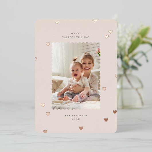 浮きハートうろこ写真バレンタインデー 箔シーズンカード (立ち正面)