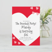 浮きハートピンクバレンティンズデイバースデーパーティー 招待状 (スタンド正面)