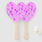 浮きハート&夢 – ピンクと紫 ハンドファン (正面&裏面)