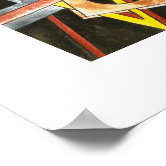 浮き上がりシェイプ – 手絵を描形幾何モダンアート ポスター (角)