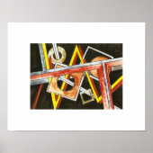 浮き上がりシェイプ – 手絵を描形幾何モダンアート ポスター (正面)