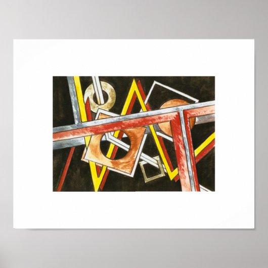 浮き上がりシェイプ – 手絵を描形幾何モダンアート ポスター (正面)