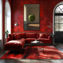 浮き上がる緑のリンゴと鳥 – Surreal Dreamscape ポスター