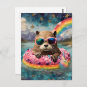 浮き出し旅行でドーナツに入る ポストカード (正面/裏面)