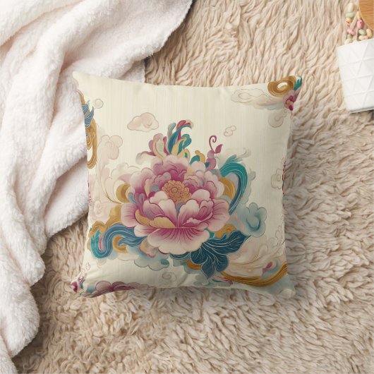 浮き牡丹 クッション (ブランケット)
