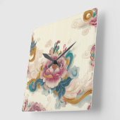 浮き牡丹 スクエア壁時計 (傾斜)