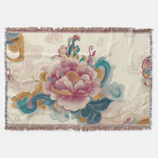 浮き牡丹 スローブランケット (正面)