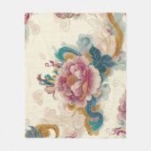 浮き牡丹 フリースブランケット (正面)