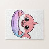 浮き輪を持つキュートな赤ちゃんサメ | キッズ ジグソーパズル (横)