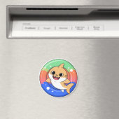 浮き輪を持つキュートな赤ちゃんサメ | キッズ マグネット (インサイチュ (食洗機))