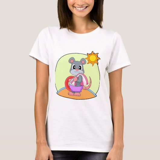 浮き輪 ねずみ 夏 Tシャツ (正面)