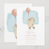 浮く羊のベビーシャワー招待状 ノートカード (正面/裏面)