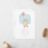 浮く羊のベビーシャワー招待状 ノートカード (正面/裏面インサイチュ)