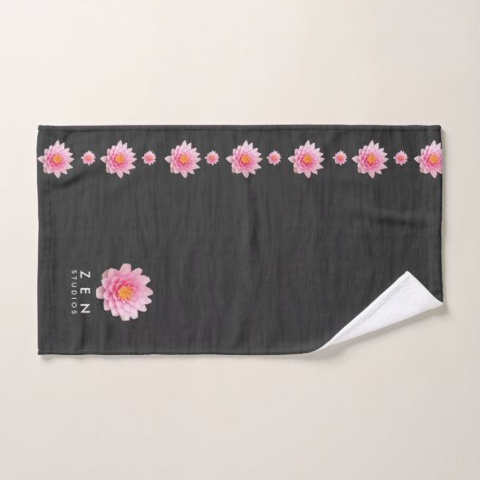 浮エレガント上ピンク蓮の花 バスタオルセット (ハンドタオル)