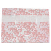 浮ガーリーきピンクのバレンタインハートのメッセージ ラージペーパーバッグ (裏面)