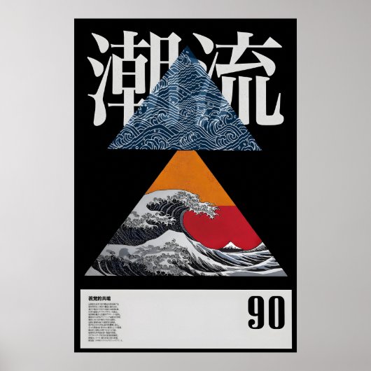 浮世絵にインスパイアされた日本の大きな波の芸術的ヴィンテージ ポスター (正面)