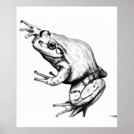 浮世絵のカエルの手描きスタイル ポスター