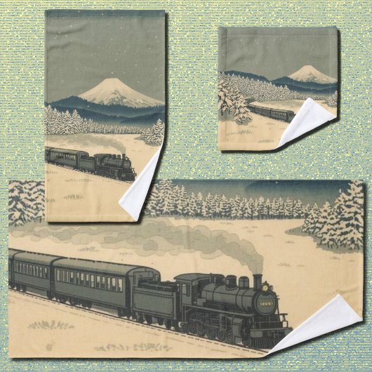 浮世絵の冬の列車 バスタオルセット