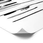 浮世絵の流れる川の手書きのスケッチ ポスター (角)