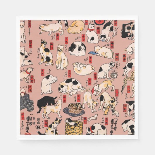 浮世絵の猫のパターン: 国芳 スタンダードランチョンナプキン (正面)