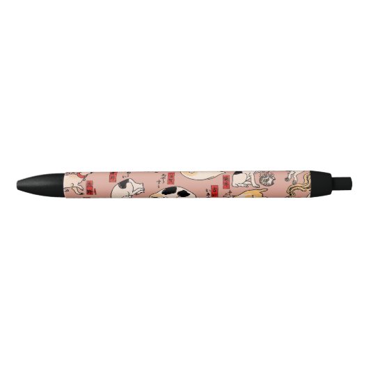 浮世絵の猫のパターン: 国芳 黒ボールペン (正面)