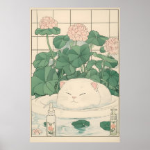 浮世絵の猫の風呂場プリント