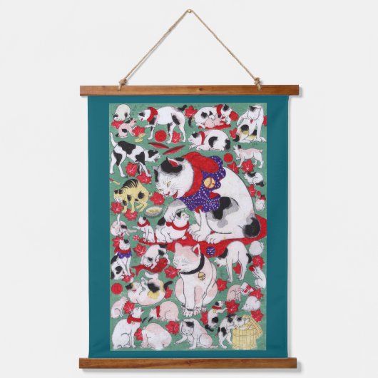 浮世絵の猫 吊り下げ型タペストリー (正面)