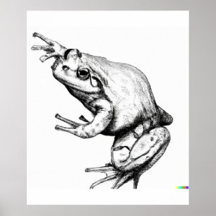 浮世絵の蛙の手描き ポスター