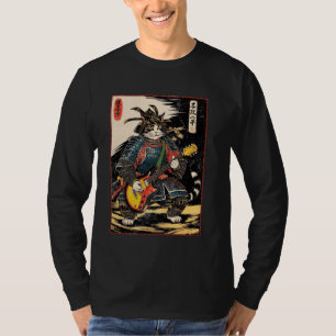 浮世絵の電気ギターを演奏する日本のサムライ猫 Tシャツ