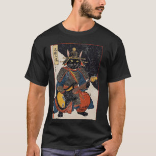 浮世絵の電気ギターを演奏する日本の侍猫 Tシャツ