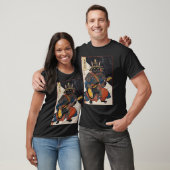 浮世絵の電気ギターを演奏する日本の侍猫 Tシャツ (ユニセックス)