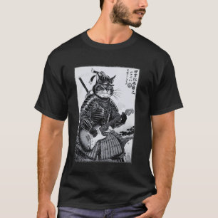 浮世絵の電気ギターを演奏する日本の侍猫 Tシャツ