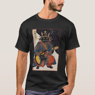 浮世絵の電気ギターを演奏する日本人侍猫 Tシャツ
