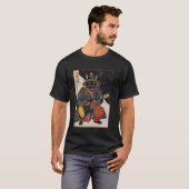浮世絵の電気ギターを演奏する日本人侍猫 Tシャツ (正面フル)