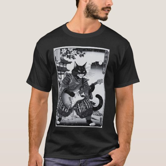 浮世絵の電気ギター Tシャツ (正面)