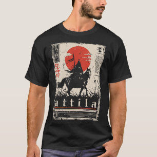 浮世絵アッティラ フンウォリアーポートレート Tシャツ