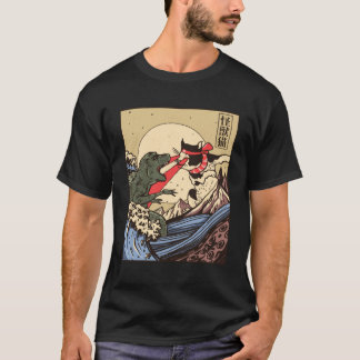 浮世絵カチラサムライ対巨大怪獣  Tシャツ