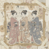 浮世絵コラージュアート - クラシカルな日本の美人画 シール (正面)