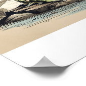 浮世絵スタイルのカエルの手描きスケッチ ポスター (角)