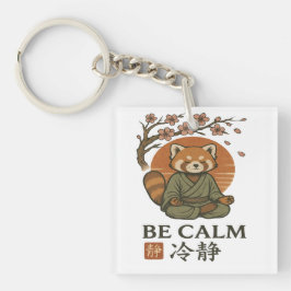 浮世絵スタイルのレッサーパンダ 禅 定 "CALM" キーホルダー