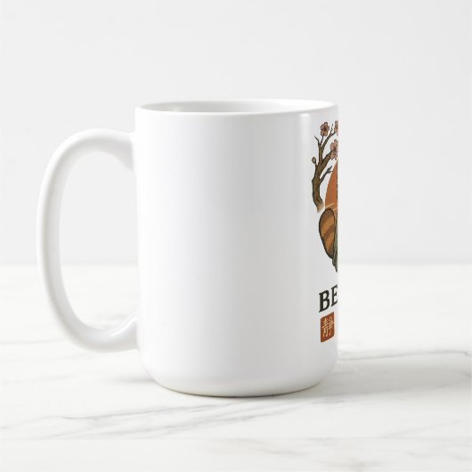 浮世絵スタイルのレッサーパンダ 禅 定 "CALM" コーヒーマグカップ (左)