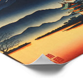 浮世絵スタイル絵画の日本の城 ポスター (角)