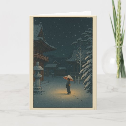 浮世絵寺院の日本クリスマスカード シーズンカード (正面)