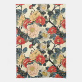 浮世絵日本のの花柄 キッチンタオル (縦)